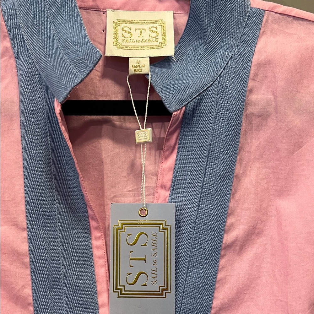 Sail to Sable Pink Long Sleeve Tunic with Blue Trim - Picture 2 of 4